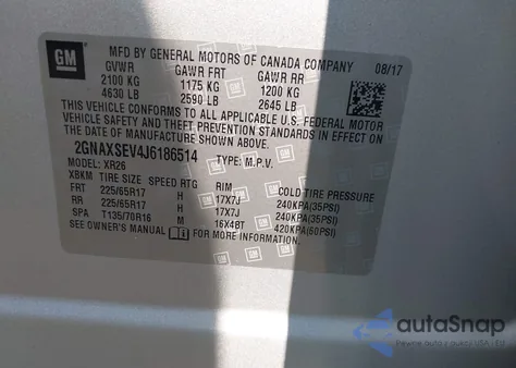 2018 Chevrolet Equinox Lt from USA, damaged, VIN 2GNAXSEV4J6186514